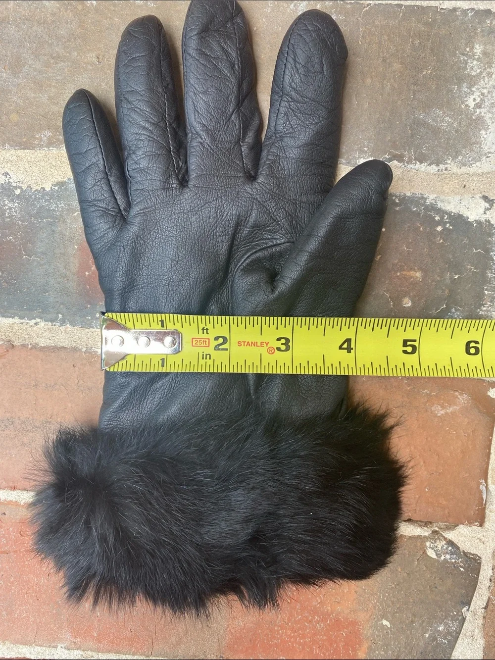 Neiman Marcus Leather & Fur Gloves with Cashmere Lining